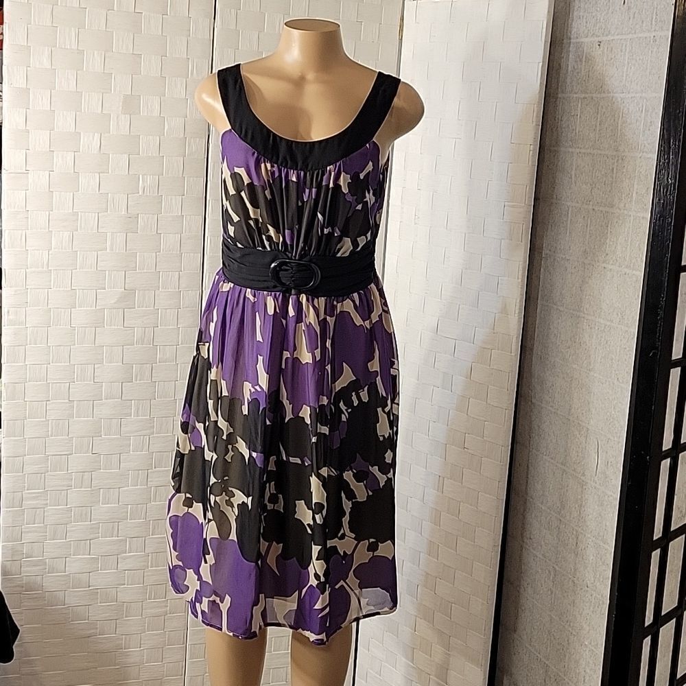 JONATHAN MARTIN ROUND NECKLINE CHIFFON SLEEVELESS DRESS